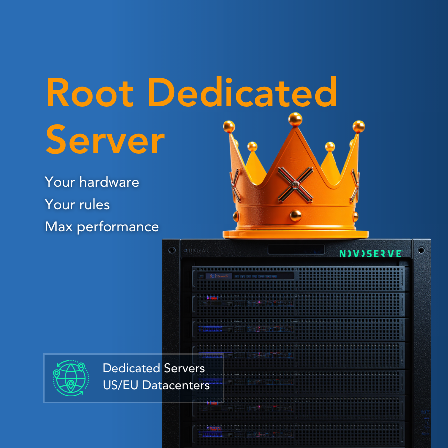 Root dedicated server with a crown on top Root dedicated server with a crown on top